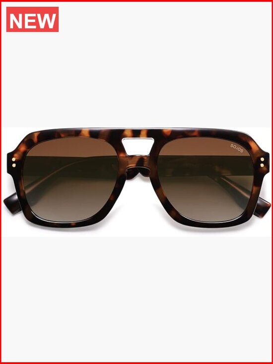 Vintage Retro Bold Square Pilot Aviator Sunglasses UV400 Polarized main image 4